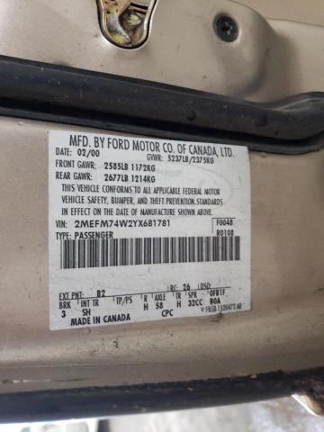 Photo 10 from auction – 2000 MERCURY GRAND MARQ with VIN 2MEFM74W2YX681781