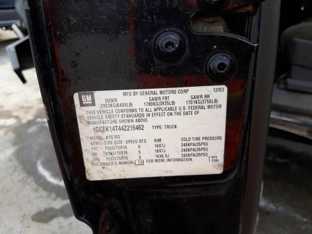 Photo 10 from auction – 2004 CHEVROLET SILVERADO with VIN 1GCEK14T44Z216462