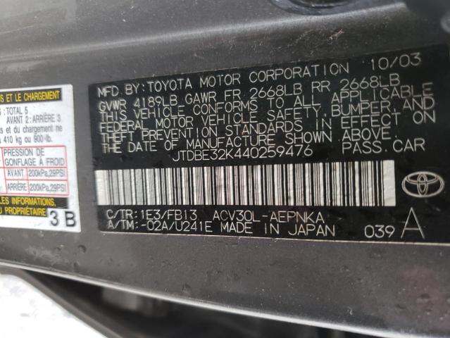 Photo 10 from auction – 2004 TOYOTA CAMRY LE with VIN JTDBE32K440259476