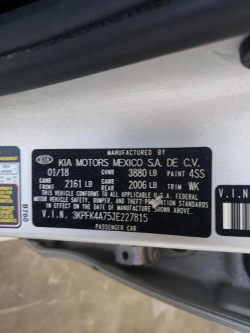 Photo 10 from auction – 2018 KIA FORTE LX with VIN 3KPFK4A75JE227815