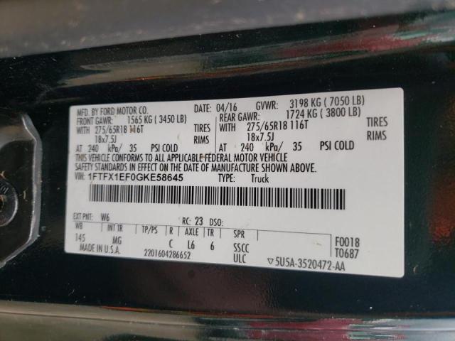 Photo 10 from auction – 2016 FORD F150 SUPER with VIN 1FTFX1EF0GKE58645