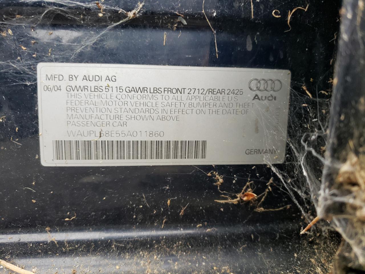 Photo 10 from auction – 2005 AUDI S4 with VIN WAUPL68E55A011860