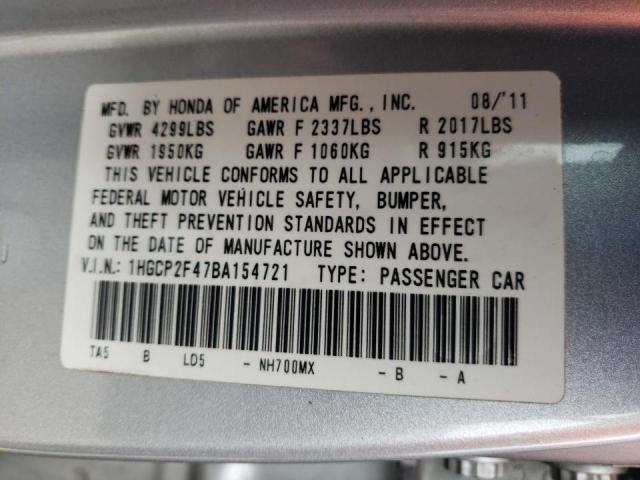 Photo 10 from auction – 2011 HONDA ACCORD LXP with VIN 1HGCP2F47BA154721