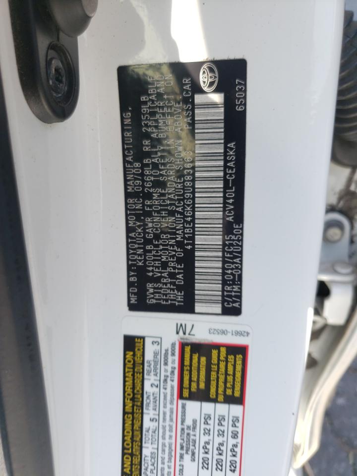 Photo 11 from auction – 2009 TOYOTA CAMRY BASE with VIN 4T1BE46K69U883663