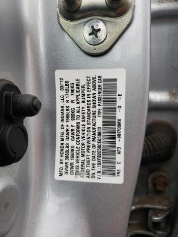 Photo 10 from auction – 2012 HONDA CIVIC LX with VIN 19XFB2E50CE050803