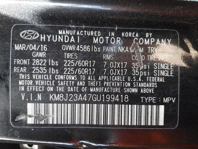 Photo 10 from auction – 2016 HYUNDAI TUCSON with VIN KM8J23A47GU199418