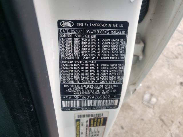 Photo 10 from auction – 2007 LAND ROVER RANGE ROVE with VIN SALMF13407A260822