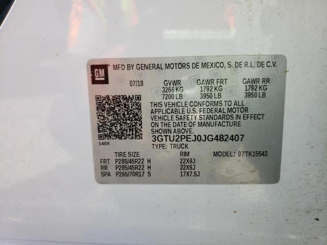 Photo 10 from auction – 2018 GMC SIERRA with VIN 3GTU2PEJ0JG482407
