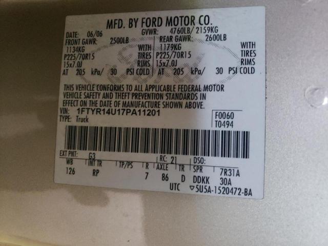 Photo 10 from auction – 2007 FORD RANGER SUP with VIN 1FTYR14U17PA11201
