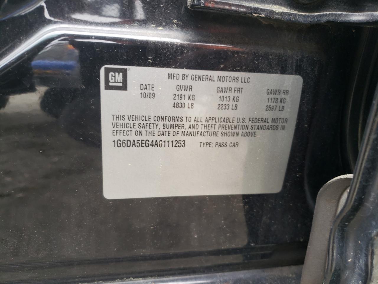 Photo 10 from auction – 2010 CADILLAC CTS with VIN 1G6DA5EG4A0111253