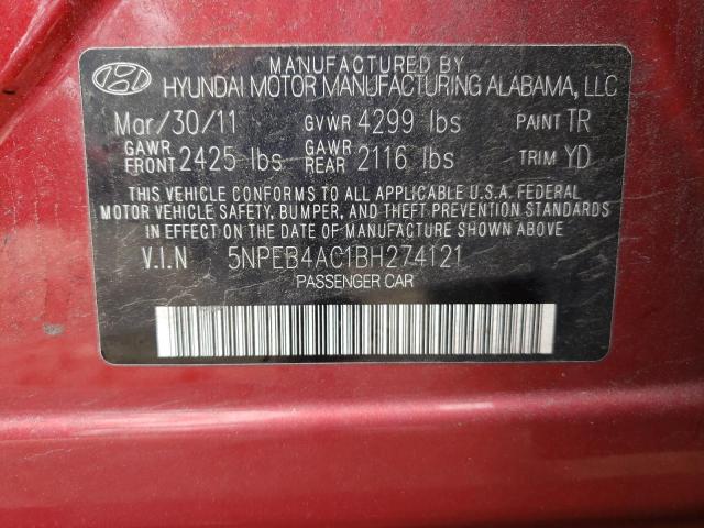 Photo 10 from auction – 2011 HYUNDAI SONATA GLS with VIN 5NPEB4AC1BH274121