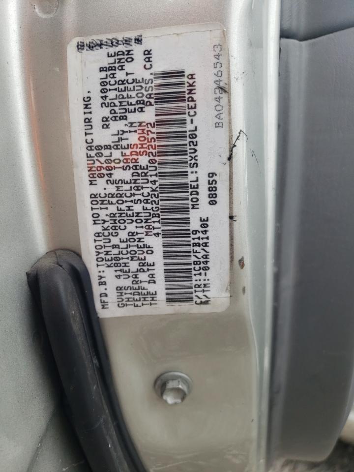 Photo 11 from auction – 2001 TOYOTA CAMRY CE with VIN 4T1BG22K41U022572