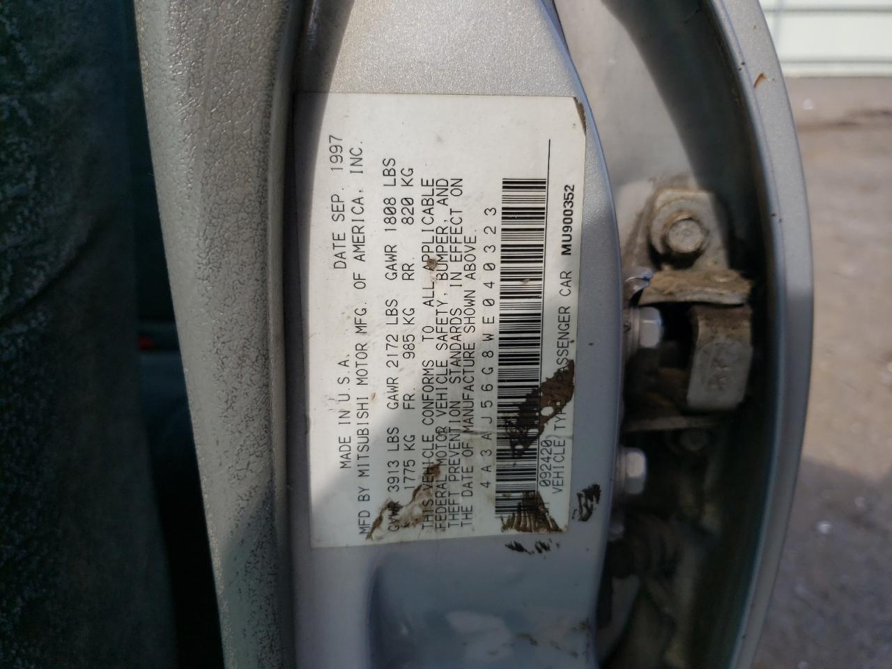 Photo 11 from auction – 1998 MITSUBISHI GALANT ES with VIN 4A3AJ56G8WE040323
