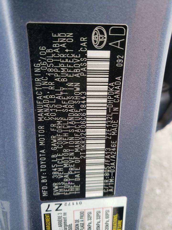 Photo 10 from auction – 2006 TOYOTA COROLLA MA with VIN 2T1KR32E06C618443