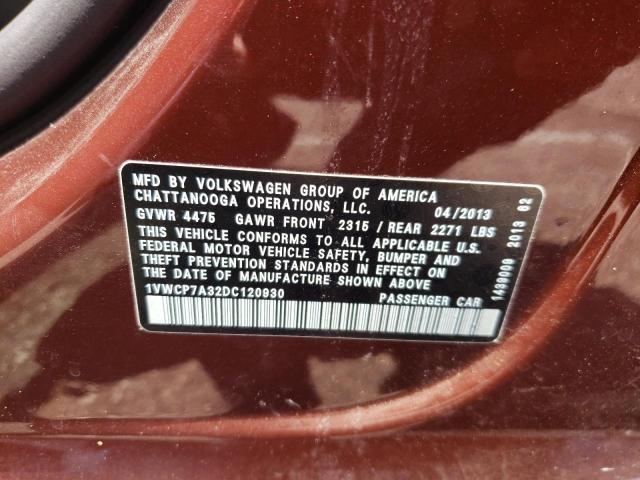 Photo 10 from auction – 2013 VOLKSWAGEN PASSAT SEL with VIN 1VWCP7A32DC120930