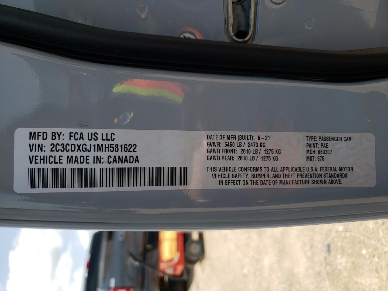 Photo 10 from auction – 2021 DODGE CHARGER SC with VIN 2C3CDXGJ1MH581622