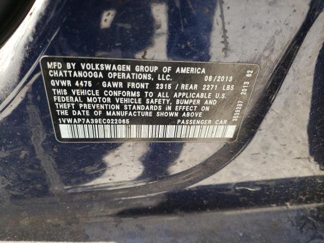 Photo 10 from auction – 2014 VOLKSWAGEN PASSAT S with VIN 1VWAP7A39EC022065