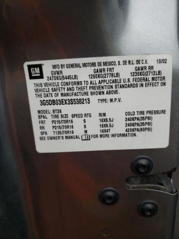 Photo 10 from auction – 2003 BUICK RENDEZVOUS with VIN 3G5DB03EX3S538213