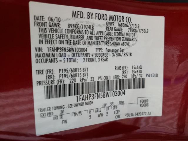 Photo 10 from auction – 2011 FORD FOCUS SE with VIN 1FAHP3FN5BW103004