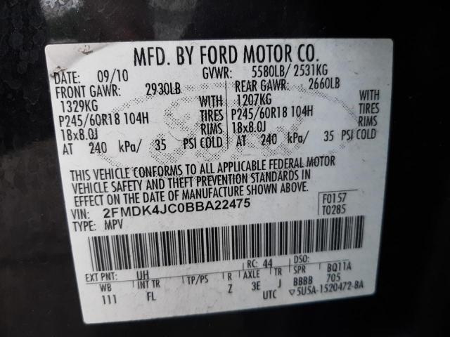 Photo 10 from auction – 2011 FORD EDGE SEL with VIN 2FMDK4JC0BBA22475