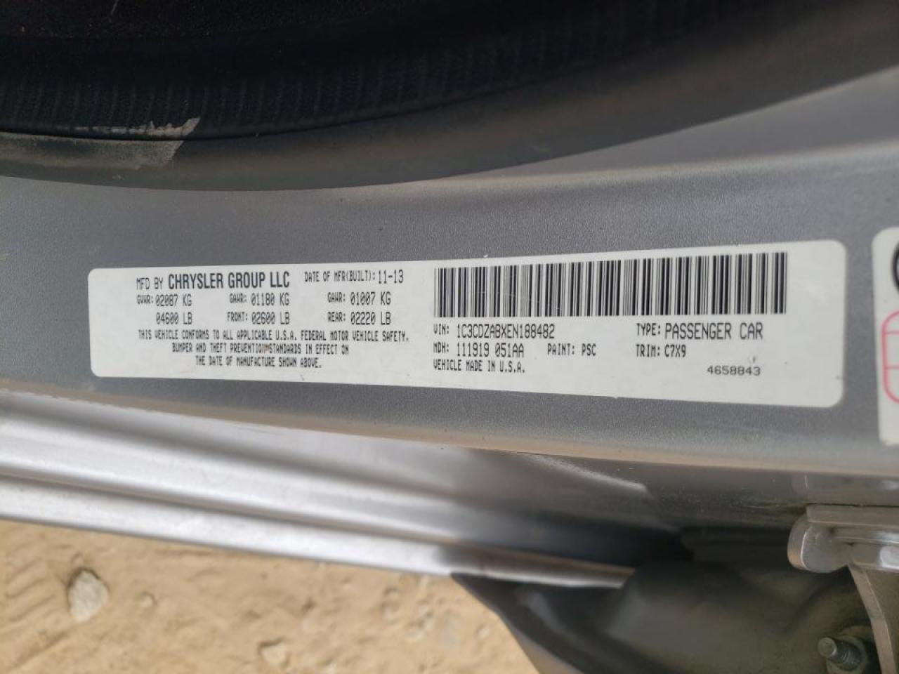 Zdjęcie 10 z aukcji – 2014 DODGE AVENGER SE z VIN 1C3CDZABXEN188482