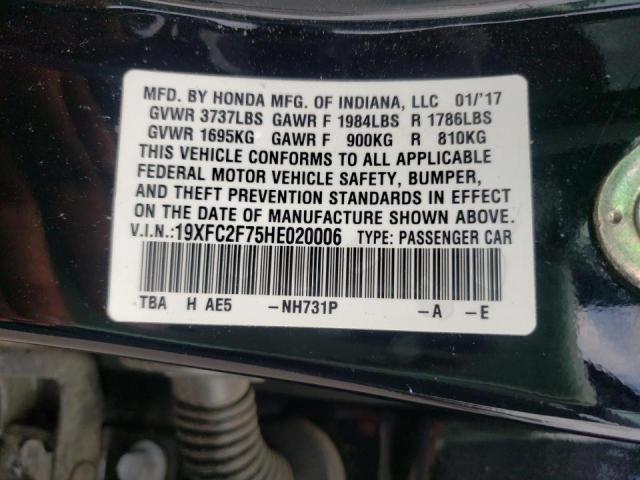 Photo 10 from auction – 2017 HONDA CIVIC EX with VIN 19XFC2F75HE020006