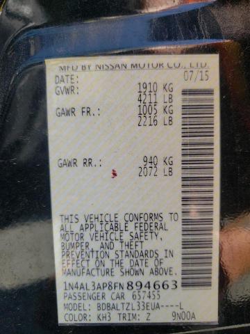 Photo 10 from auction – 2015 NISSAN ALTIMA 2.5 with VIN 1N4AL3AP8FN894663