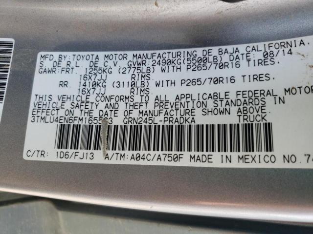 Photo 10 from auction – 2015 TOYOTA TACOMA DOU with VIN 3TMLU4EN6FM165523