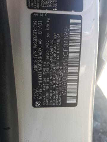 صورة رقم 10 من المزاد - 2001 BMW 530 I AUTO مع VIN WBADT63451CF04893