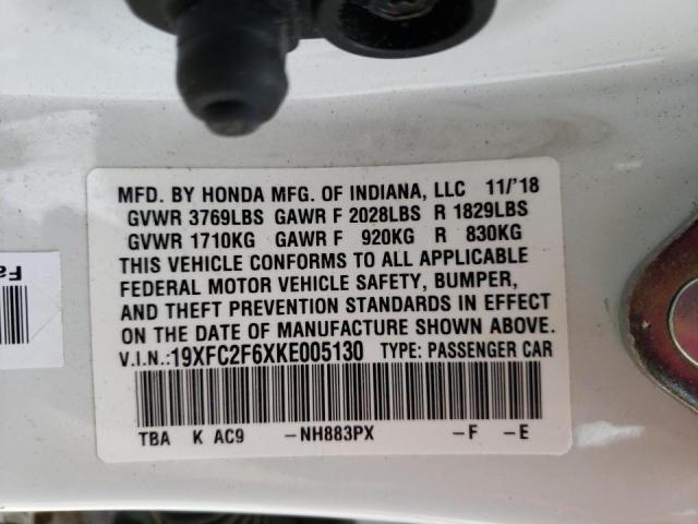 Photo 10 from auction – 2019 HONDA CIVIC with VIN 19XFC2F6XKE005130