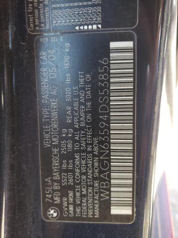 Photo 1 from auction – 2004 BMW 745 LI with VIN WBAGN63594DS53856