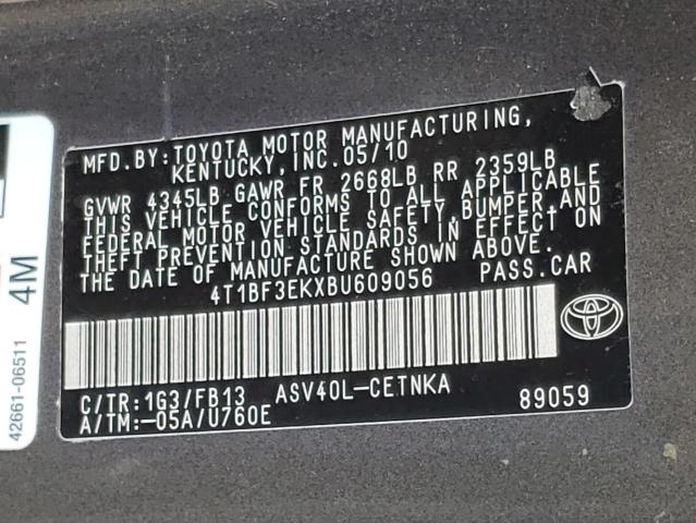 Photo 10 from auction – 2011 TOYOTA CAMRY BASE with VIN 4T1BF3EKXBU609056