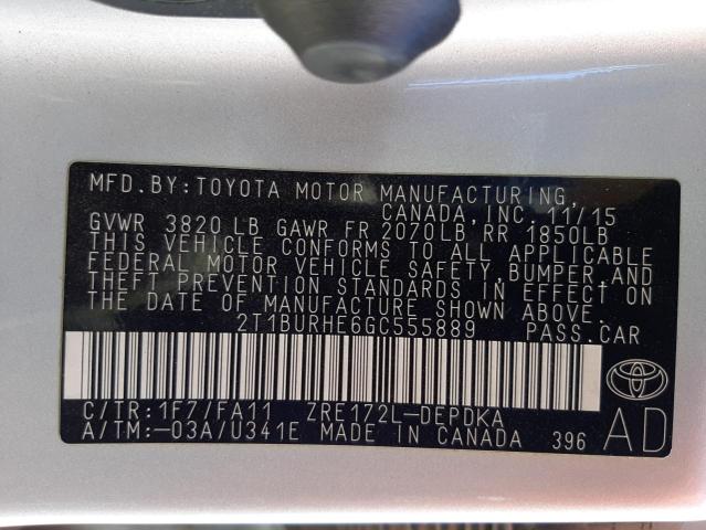 Photo 1 from auction – 2016 TOYOTA COROLLA L with VIN 2T1BURHE6GC555889