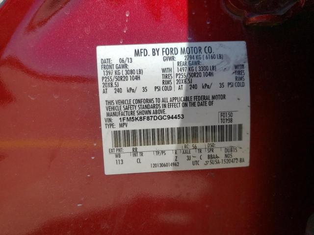 Photo 10 from auction – 2013 FORD EXPLORER L with VIN 1FM5K8F87DGC94453