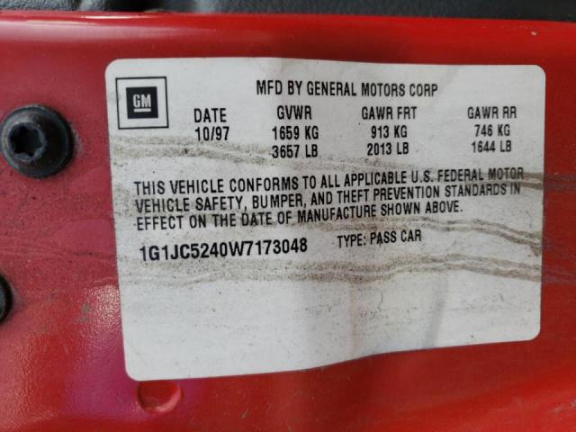 Photo 10 from auction – 1998 CHEVROLET CAVALIER with VIN 1G1JC5240W7173048