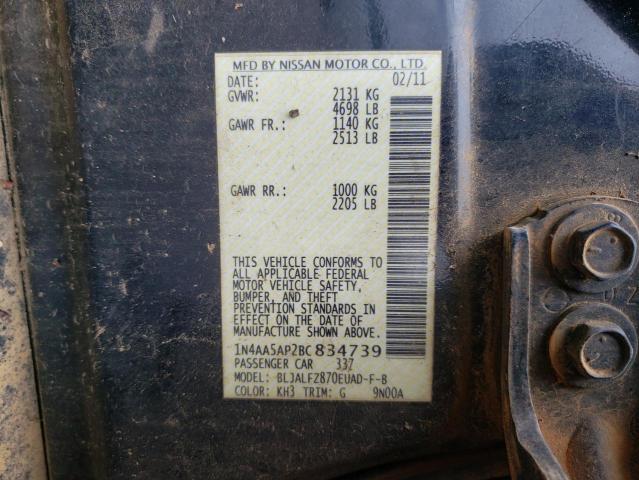 Photo 10 from auction – 2011 NISSAN MAXIMA S with VIN 1N4AA5AP2BC834739