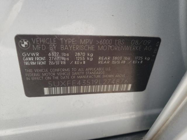Photo 10 from auction – 2009 BMW X5 XDRIVE3 with VIN 5UXFE43519L274876