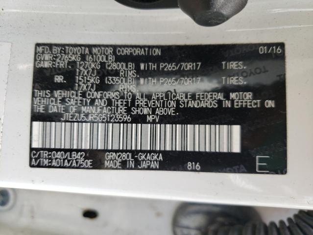 Photo 10 from auction – 2016 TOYOTA 4RUNNER SR with VIN JTEZU5JR5G5123596