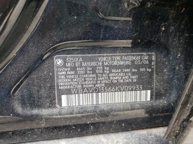 BMW 325 XI 2006 with VIN WBAVD13566KV09933 - Photo from auction