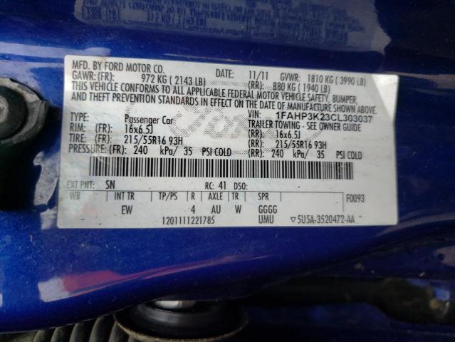 Photo 10 from auction – 2012 FORD FOCUS SE with VIN 1FAHP3K23CL303037