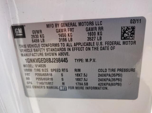 Photo 10 from auction – 2011 CHEVROLET TRAVERSE L with VIN 1GNKVGED8BJ298445