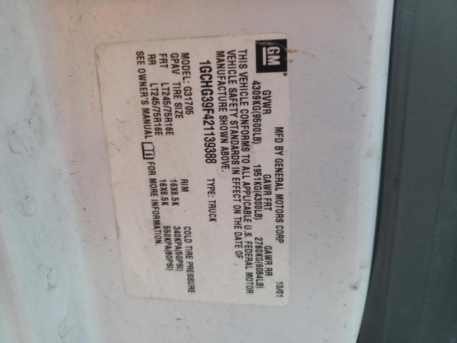 Photo 10 from auction – 2002 CHEVROLET EXPRESS G3 with VIN 1GCHG39F421139388