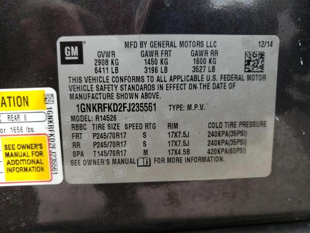Photo 10 from auction – 2015 CHEVROLET TRAVERSE L with VIN 1GNKRFKD2FJ235561