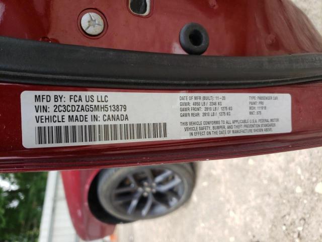 Photo 10 from auction – 2021 DODGE CHALLENGER with VIN 2C3CDZAG5MH513879