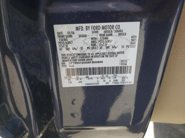 Photo 10 from auction – 2006 FORD F150 SUPER with VIN 1FTRW12W06FB00859