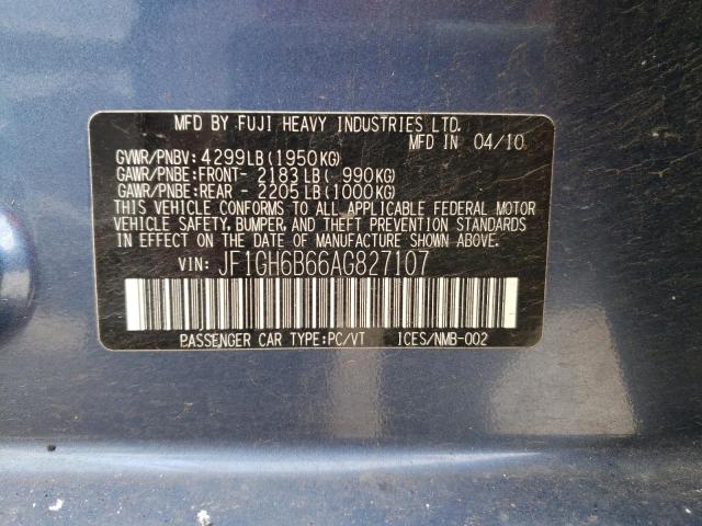 Photo 10 from auction – 2010 SUBARU IMPREZA 2. with VIN JF1GH6B66AG827107