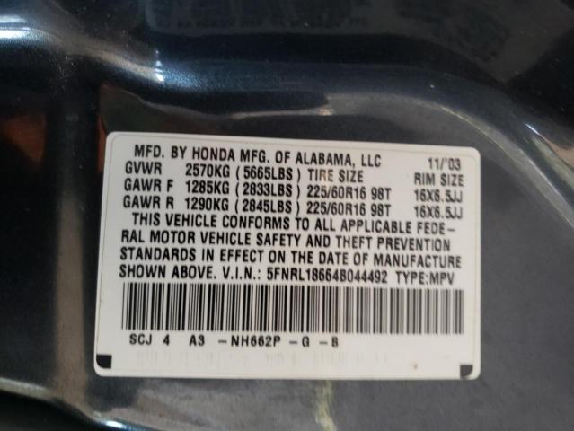 HONDA ODYSSEY EX 2004 with VIN 5FNRL18664B044492 - Photo from auction
