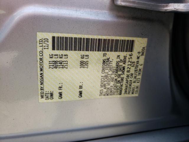 Photo 10 from auction – 2011 NISSAN MAXIMA S with VIN 1N4AA5AP5BC821256