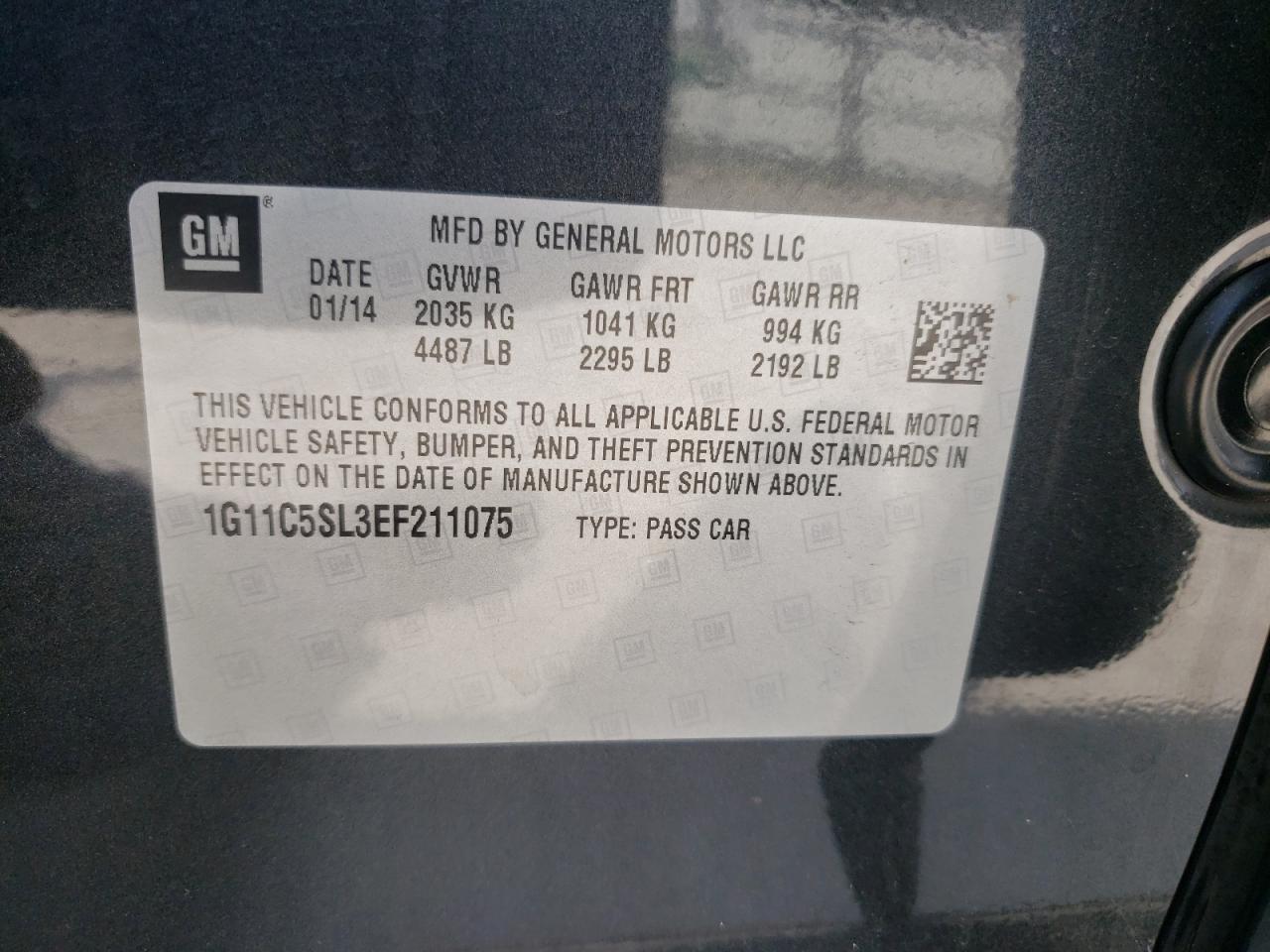 Photo 10 from auction – 2014 CHEVROLET MALIBU 1LT with VIN 1G11C5SL3EF211075