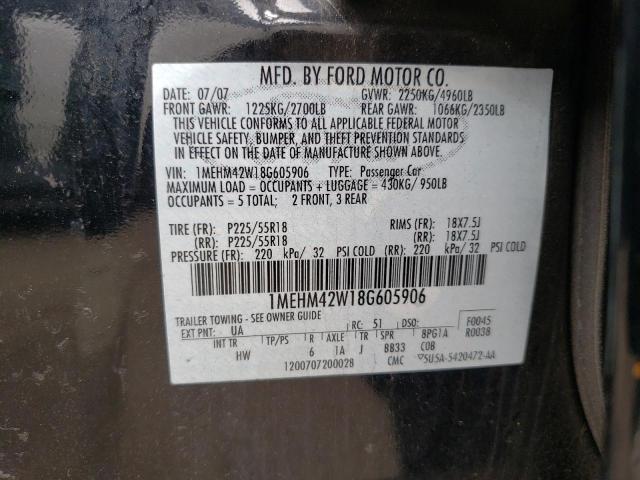 Photo 10 from auction – 2008 MERCURY SABLE PREM with VIN 1MEHM42W18G605906